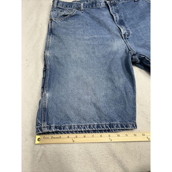 Dickies Men’s Carpenter Jean Shorts Size 42 Baggy Blue Denim Medium Wash - Picture 7 of 8